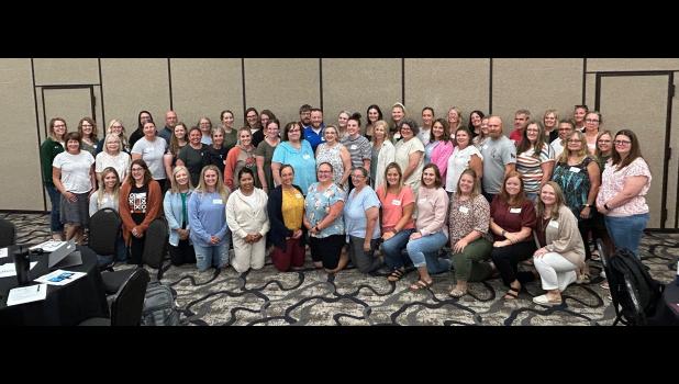 Heather Schreiber is the mentor for Trista Reinert in the TAP program. Mentors also gathered in Pierre to show support for their teacher candidate, and to find the best ways they can help the candidates succeed. Courtesy Photo