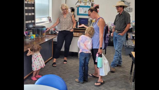BayLee Holtz and her family stopped by to meet Mrs. Kopren and check out the fish in 2nd grade.