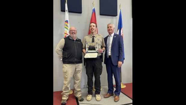 Pictured (l to r): Haakon Co. Sheriff Tim Quinn, Brayden Doolittle, Attorney General Marty Jackley. Courtesy Photo