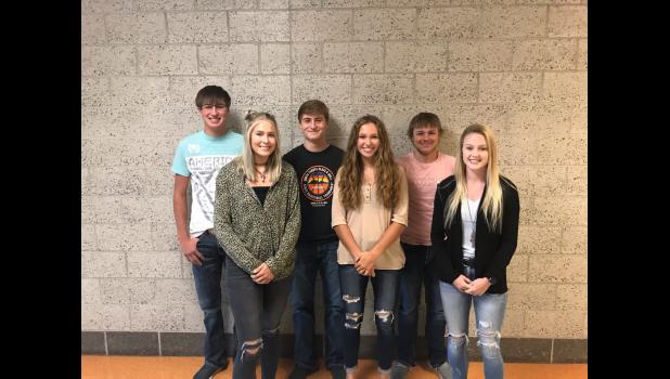Homecoming King and Queen candidates ... Back row: Tyson Selby, Joel Gifford, and Dawson King. Front row: Kenley Day, Aiyana Byrd, and Ariah Engel. Photo courtesy Dianne Hellekson