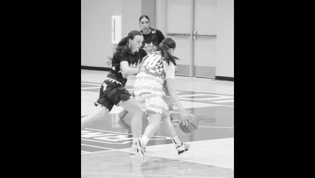 Whitney Veit ... 7th Annual Lakota All-Star Games pressing #10 bringing the ball down the court. Courtesy photo