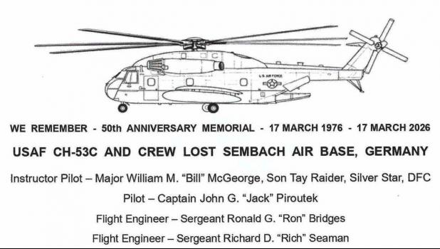 A Memorial to the four airmen who lost their lives on March 17, 1976.